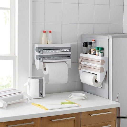 4-In-1 Kitchen Roll Holder Dispenser Kitchen Foil Film Wrap