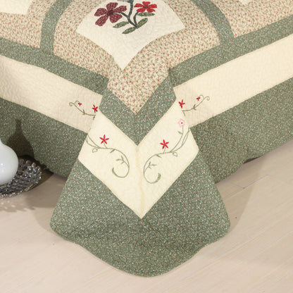 Cotton Quilted Water Wash Quilt Three-piece Set Four-piece Set Real Split Embroidered